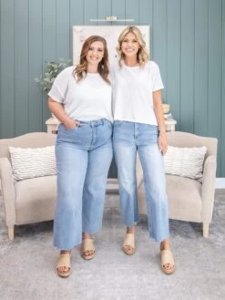 Mica Denim High Rise Wide Raw Hem Jean | 0-15