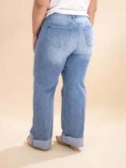 90's Stretch Cuffed Hem High Rise Straight Jeans | S-XL -Women Clothing Shop e625c894363217495f472b87c1a35d8e