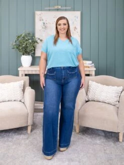 Risen High Rise Wide Leg Front Patch Pocket Jean | 0-3X -Women Clothing Shop e7337d2d53d8278a6b14a4782efe0e80