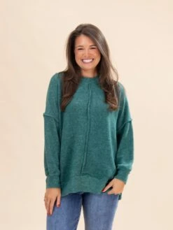 Zenana Luxe Hacci Oversized Exposed Seam Drop Shoulder Sweater | S/M - 3X -Women Clothing Shop e7e89416aa0d385768d2ebaeb02bed19