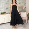 Spaghetti Straps Smocked Pleated Tiered Maxi Dress | S-XL