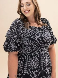 Eyelet Embroidered Puff Sleeve Dress | S - L -Women Clothing Shop e897b7ac8cbf631e95b50deb1aa95745