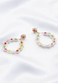 Seed Bead Flower Pattern Dangle Earrings