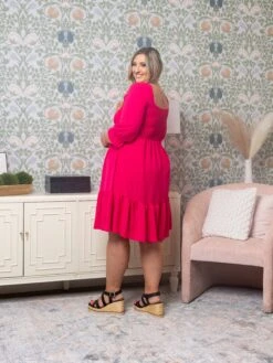 Woven 3/4 Sleeve Midi Dress | S - XL Wedding Guest -Women Clothing Shop e9db4ea0133bcf67eabdd1913df1de03