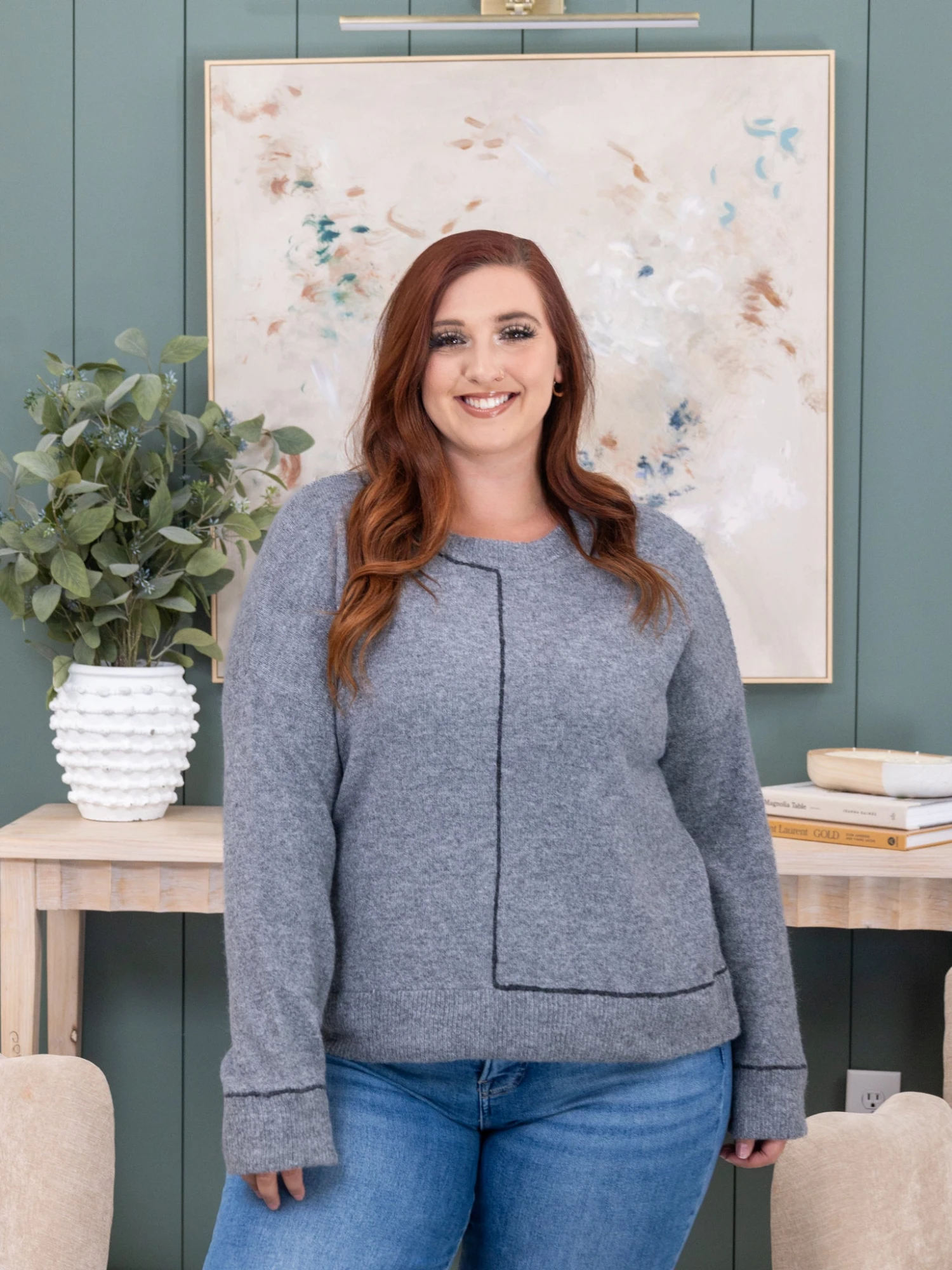 STACCATO Contrast Line Detail Crew Neck Sweater | S - XL 3 STACCATO Contrast Line Detail Crew Neck Sweater | S - XL - Image 3