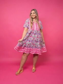 Short Sleeve Ruffle Hem Printed Dress | S-XL -Women Clothing Shop ea38ba076b3c8edd3f66e03c22306887