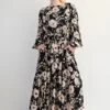 Long Sleeve Floral Print Maxi Dress | S - L Easel