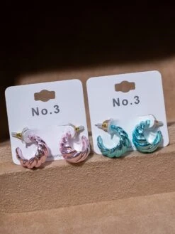 Color Coated Croissant Open Hoop Earring