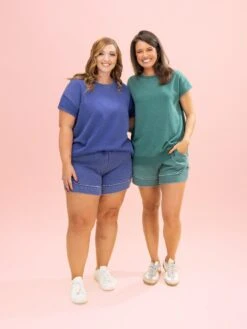 Lived In Curved Hem Drawstring Shorts By DD Design | S -3XL -Women Clothing Shop ebdb5036be42a2c5987f079935db1592