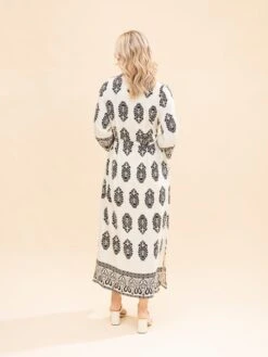 Waist Tie Damask Border Print Midi Dress | S-L -Women Clothing Shop ebed7be54df3674710e09fbf866ce956