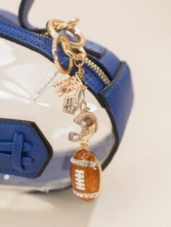 Gold Touchdown, Helmet, W/ Glitter Football Key Chain