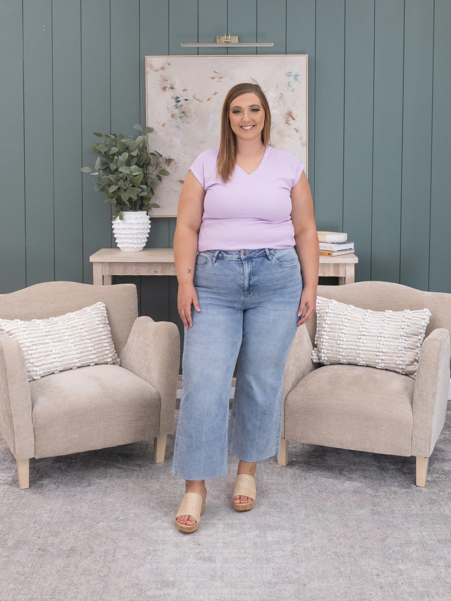 Mica Denim High Rise Wide Leg W/ Raw Hem Jean | 0-15 3 Mica Denim High Rise Wide Leg W/ Raw Hem Jean | 0-15 - Image 3