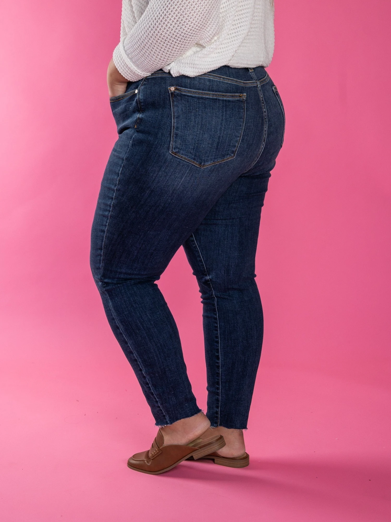 Judy High Rise Button Fly Cut Off Raw Hem Skinny Jeans | 0 - 24 2 Judy High Rise Button Fly Cut Off Raw Hem Skinny Jeans | 0 - 24 - Image 2