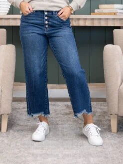 Judy Blue High Waisted Button Fly Destroy Hem Crop Wide Jean | 0-24 -Women Clothing Shop ef0668b5611ad9aee05497c43a694395