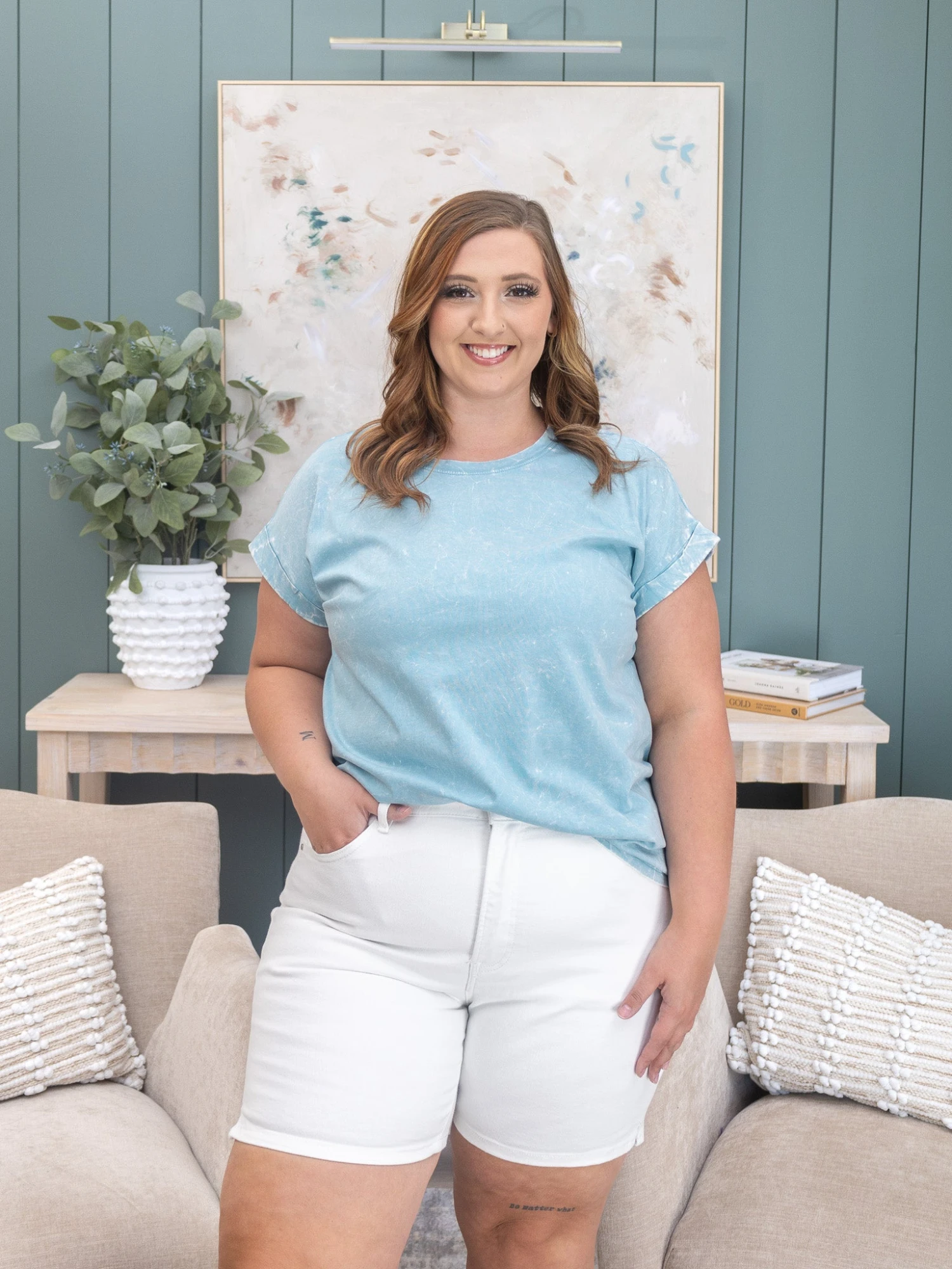 Risen Tummy Control High Rise Relaxed Mid Length Shorts | S-3X 2 Risen Tummy Control High Rise Relaxed Mid Length Shorts | S-3X - Image 2