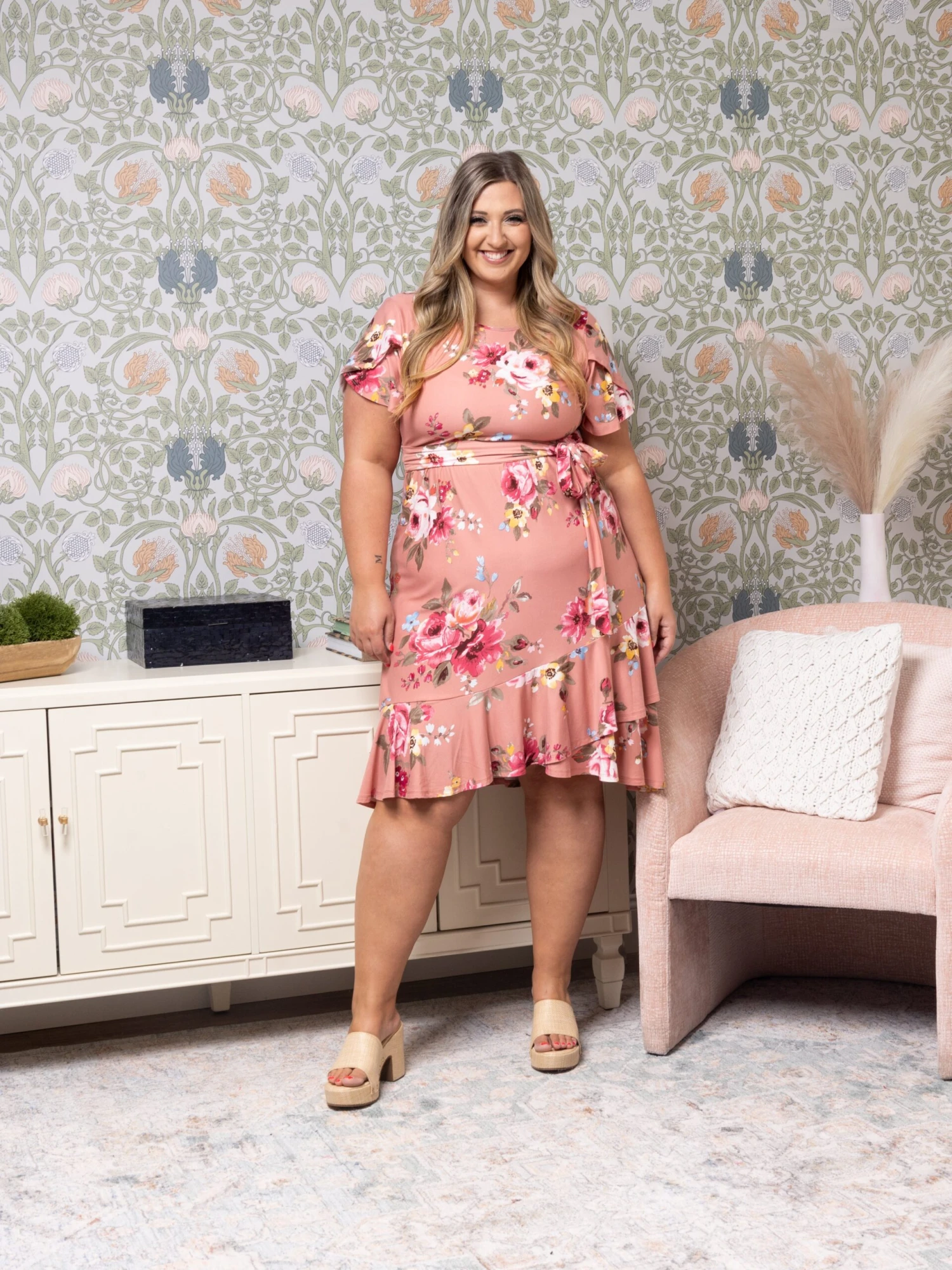 Floral Print Ruffled Wrap Midi Dress | S - XL 1 Floral Print Ruffled Wrap Midi Dress | S - XL