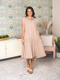 Collared A-Line Tiered Button Maxi Dress | S - 2XL -Women Clothing Shop f181cee1a6e7343617a9b2b73a6ec60c