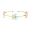 What's Hot Multi Acrylic Flower On Gold Cuff Bracelet