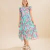 Print Chiffon Midi Dress With Pockets | S-L