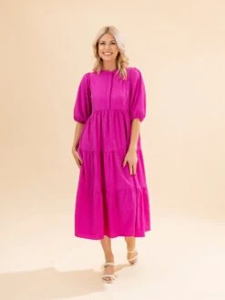 Textured Tiered Midi Dress With Puff Sleeves | S-L 30 Textured Tiered Midi Dress With Puff Sleeves | S-L -Women Clothing Shop f581377c43a370eb701dcfc8a63fe7f2