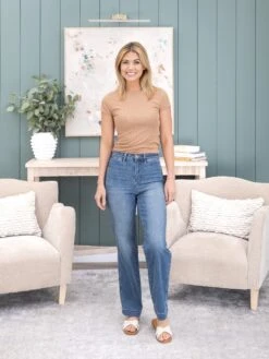 Judy Blue High Waist Contrast Thread Straight Jean | 0-20 -Women Clothing Shop f5893c53c3ea8f5c06448b3c658c21c3