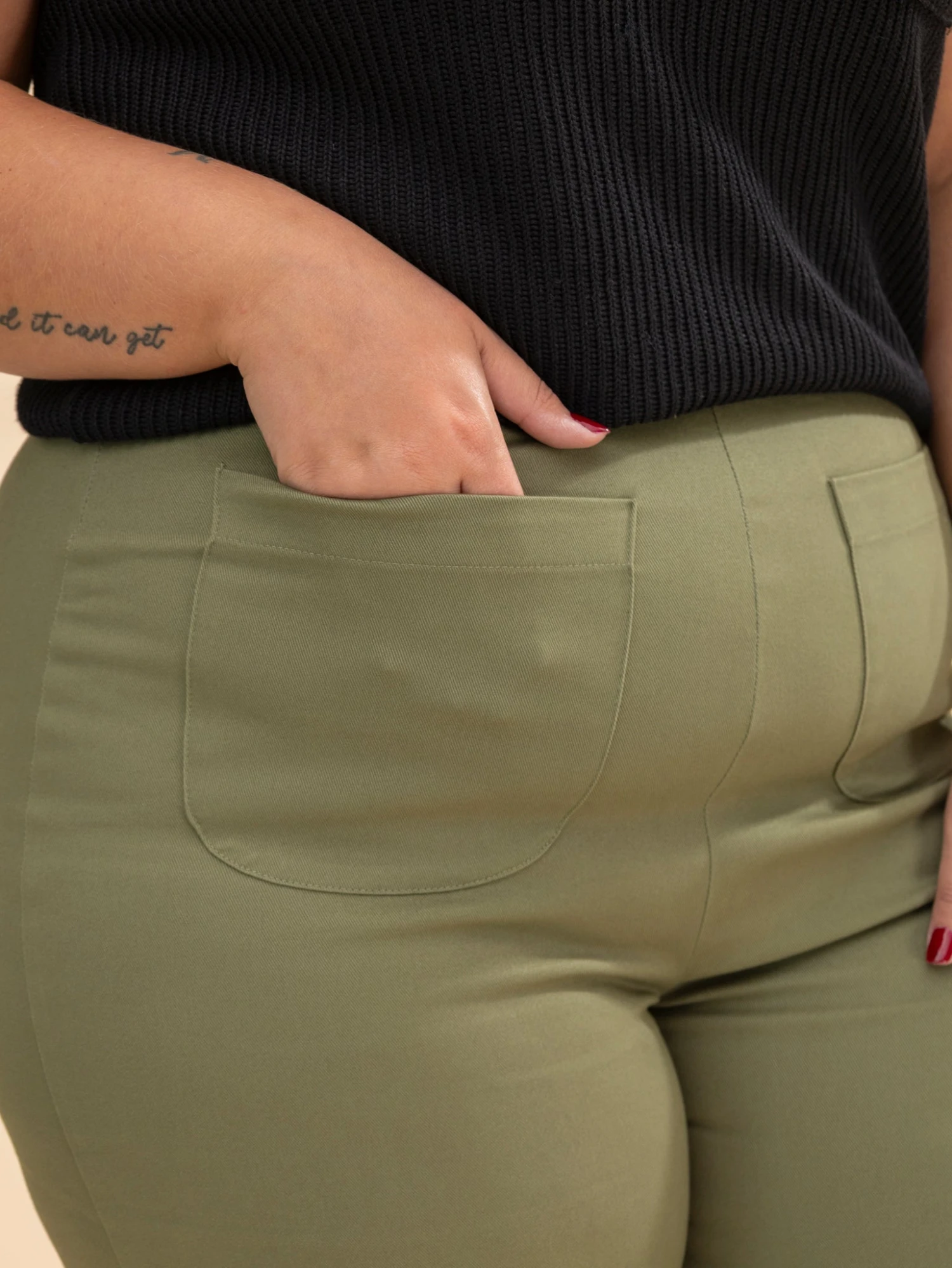 Stretch Front Pocket Ruffle Hem Twill Pants | S-XL 9 Stretch Front Pocket Ruffle Hem Twill Pants | S-XL - Image 9