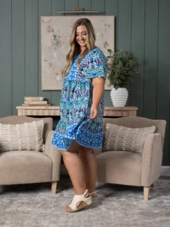 Short Sleeve Ruffle Hem Printed Dress | S-XL -Women Clothing Shop f6fa37b4dd32bdd95760a192469d42f7