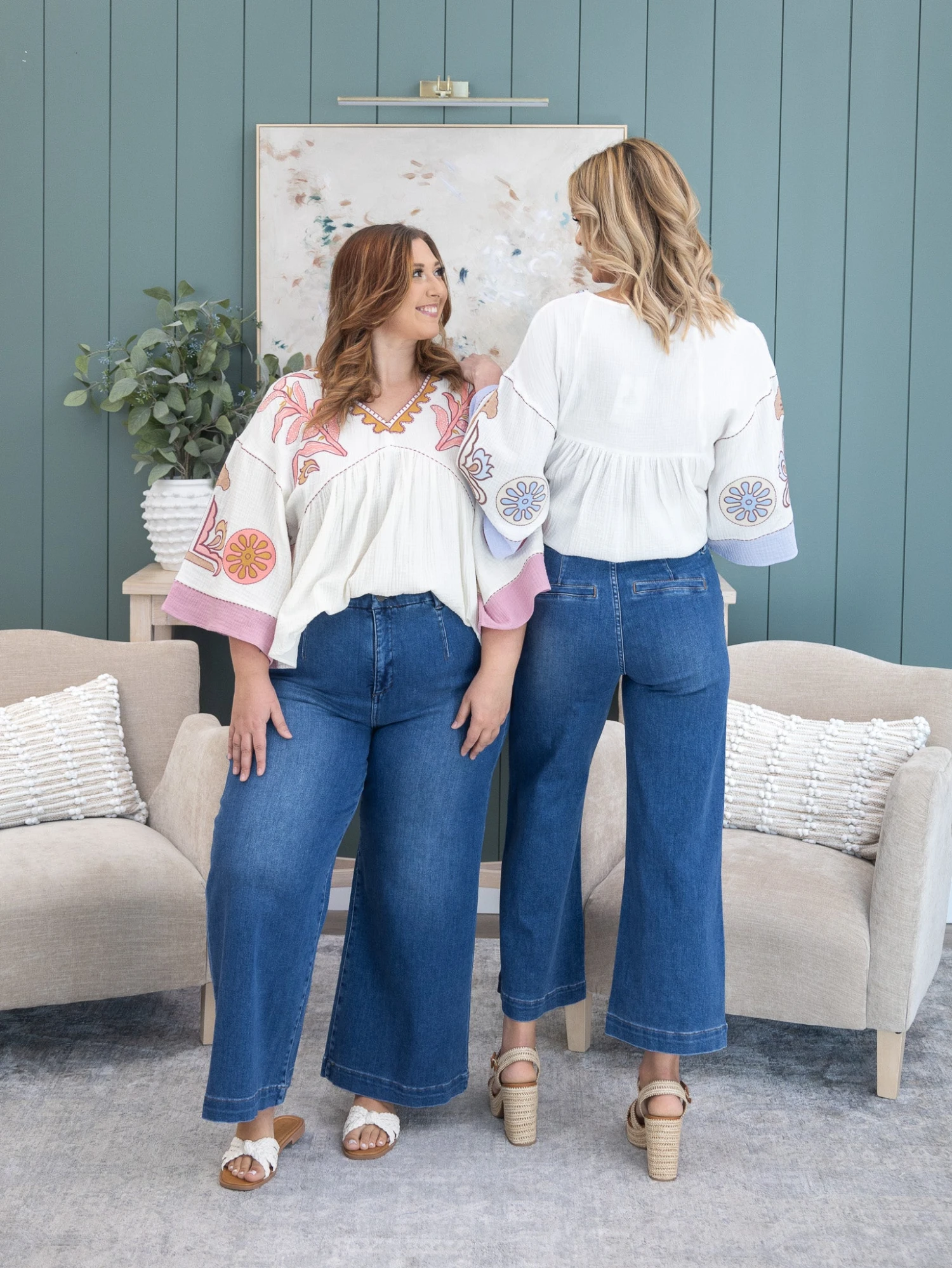 Risen Tummy Control High Rise Cropped Wide Leg Jeans | 0-3XL 2 Risen Tummy Control High Rise Cropped Wide Leg Jeans | 0-3XL - Image 2