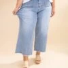 Mica Denim Cropped Wide Leg With Front Pocket Jeans | 0-22W
