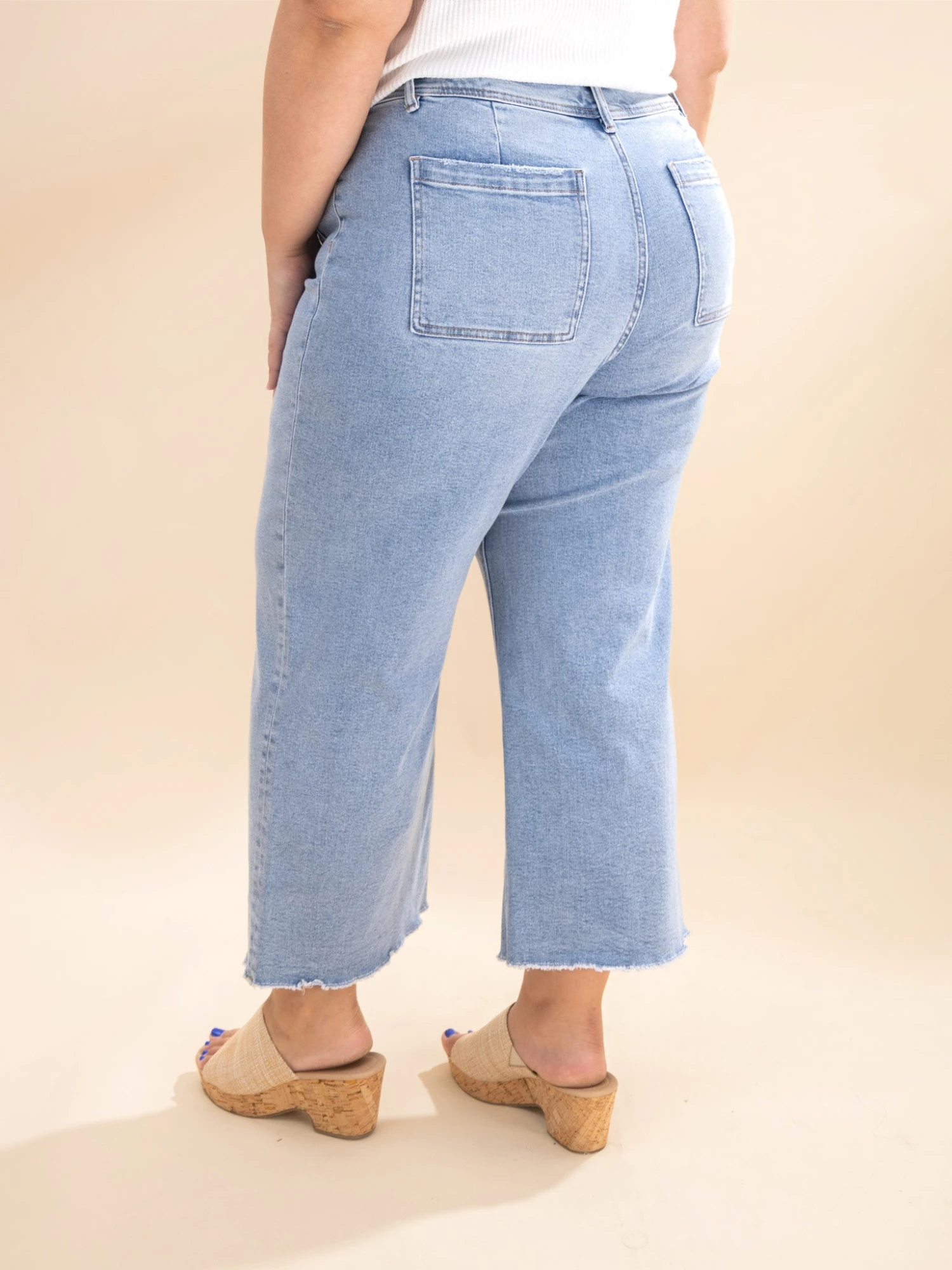 Mica Denim Cropped Wide Leg With Front Pocket Jeans | 0-22W 8 Mica Denim Cropped Wide Leg With Front Pocket Jeans | 0-22W - Image 8