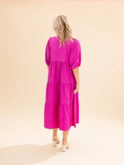 Textured Tiered Midi Dress With Puff Sleeves | S-L 33 Textured Tiered Midi Dress With Puff Sleeves | S-L -Women Clothing Shop f8de152d3c44401810f75b1a04f006ad