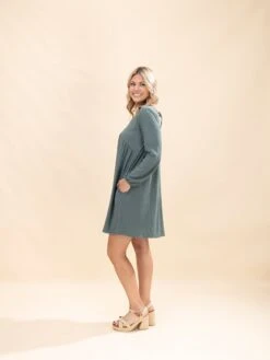 Long Sleeve Swiss Dot Solid Baby Doll Dress | S-3X -Women Clothing Shop f9146540c11adb661a13270ed348a626