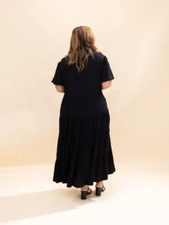 Collard Button Detail Tiered Dress | S-3XL Fall Preview -Women Clothing Shop f986bd6626c02ed76967ae7129d38322