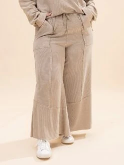 Textured Thermal Wide Leg Pants | S-L Pair W/ Sku64102