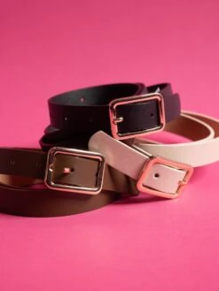 Rectangle Metal Buckle Trio Belt Set*Final Sale*