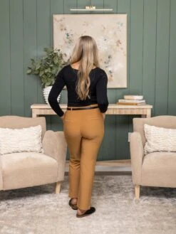 Stretchy Belted Straight Pants With Pockets | S - L -Women Clothing Shop fa2060a485973f10edb1000b54adfb5e