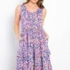 Printed Ruffle Wrinkle Free Dress | S - 3XL