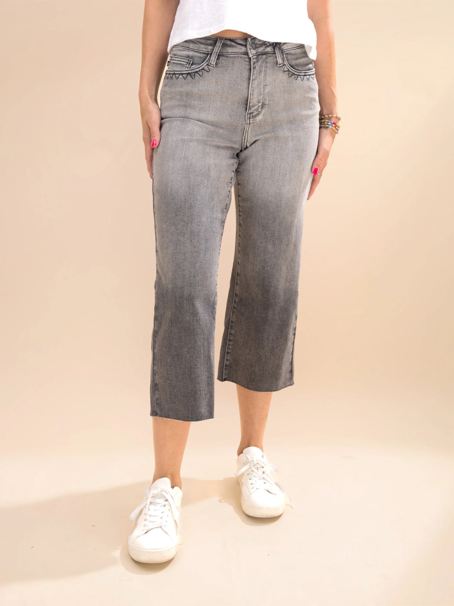Judy Blue High Waist Vintage Grey Wash Crop Wide Leg Jeans | 0-24W 6 Judy Blue High Waist Vintage Grey Wash Crop Wide Leg Jeans | 0-24W - Image 6