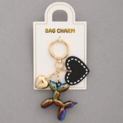 Balloon Dog Heart Bag Charm
