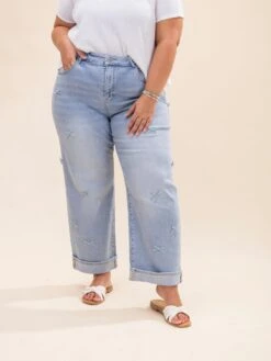 Risen High Rise Crop Barrel Jeans With Ribbon Detail | 0-3XL -Women Clothing Shop fbf2f4d539993304c96b8f7561f450fc