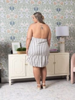 Striped Halter Neck Dress | S-L -Women Clothing Shop fc298315c5f59ac65f86a27cca7611f4