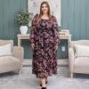 Lurex Floral Printed Tiered Midi Dress | S-3XL