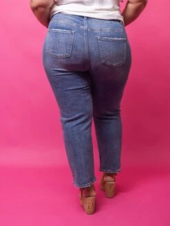 Risen High Rise Straight Leg Jeans- Medium Wash | 0-3X -Women Clothing Shop fd523b7528cc5176112412851a366f8f
