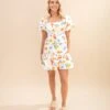Resort Theme Printed Bubble Sleeve Dress | S-L