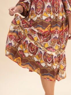 Abstract Print Midi Dress With Smocked Yoke | S-L Western -Women Clothing Shop febaedcd51b06c5d984fe4ff145c762e