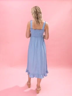 Smocked Bodice Midi Dress With Ruffled Hem | S-L -Women Clothing Shop ff1815913ef8999e44beae506aa9247c