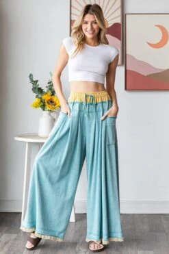 Washed Twofer Waistband Wide Leg Pants | S - XL Oli & Hali