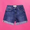 Risen High Rise Cuffed Shorts- Dark Wash | S-3X