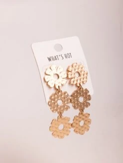 Triple Flower Drop Earrings