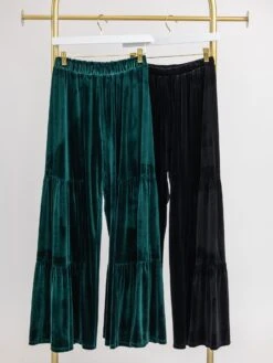 Tiered Velvet Pants W/ Elastic Waistband | S - 3XL